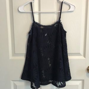 Navy lace strapped tank